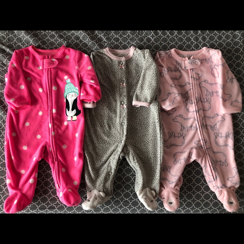 Carter's, Child of Mine fuzzy Newborn sleepers
